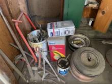 Assorted Tire Changing Equipment & Cabinet w/ Contents