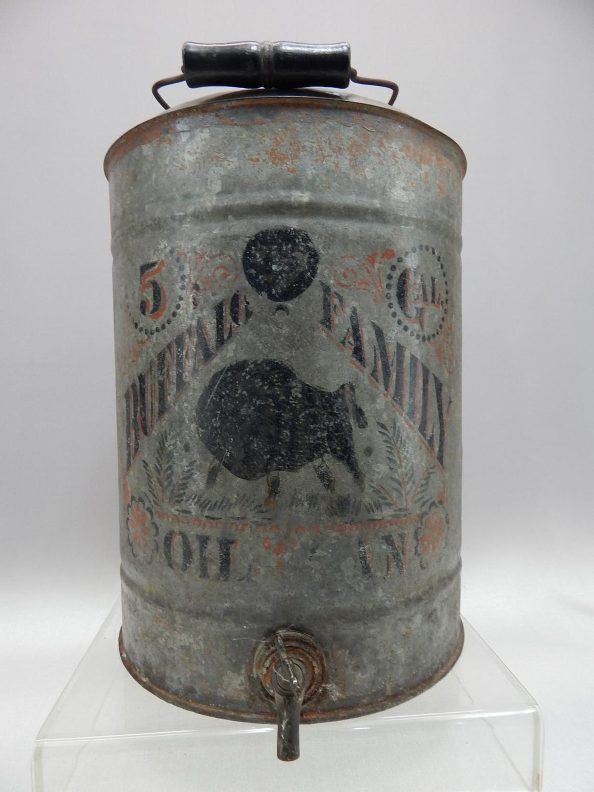 5 GALLON BUFFALO FAMILY OIL CAN W/STENCILING