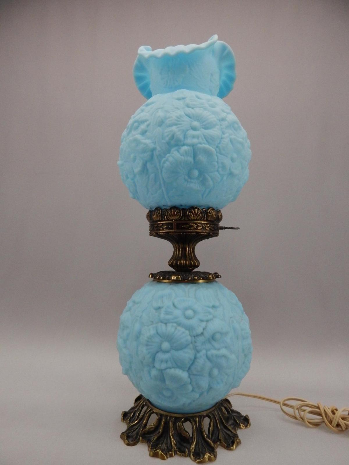 22" BLUE SATIN POPPIES GWTW LAMP