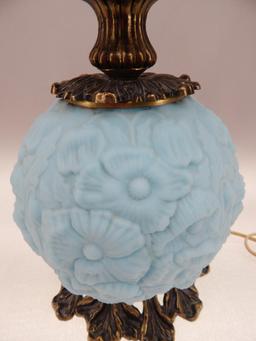 22" BLUE SATIN POPPIES GWTW LAMP