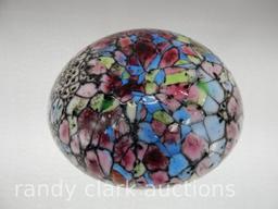 7" MONET'S GARDEN MOSAIC DONUT VASE PURCHASED FROM GEORGE FENTON