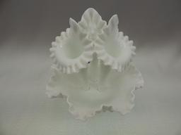 FENTON HOBNAIL MILK GLASS 3 HORN EPERGNE 9 1/2"