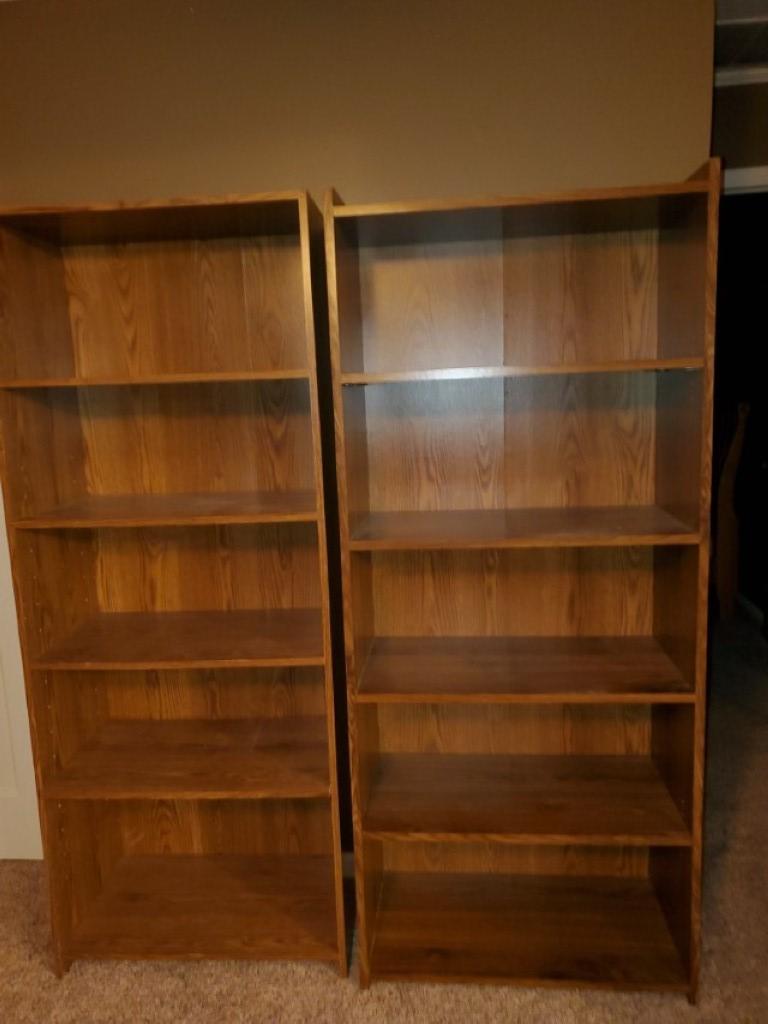 2 wood bookcases