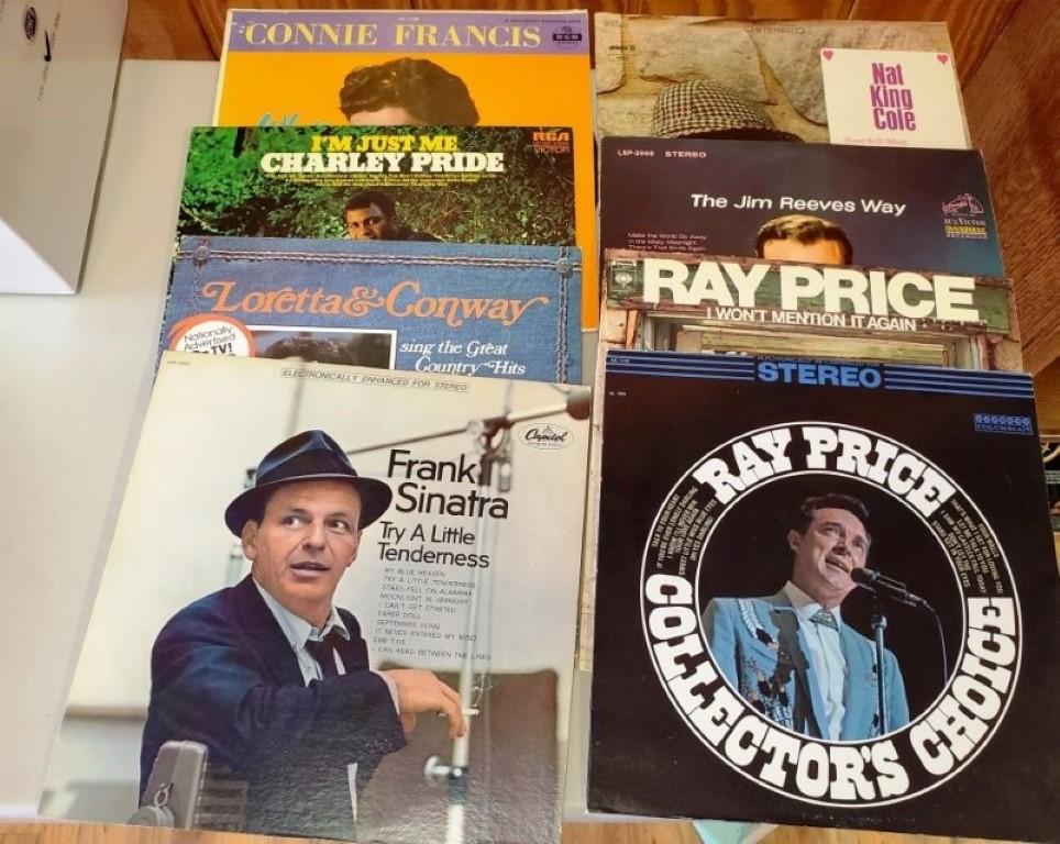 Vinyl record albums in case