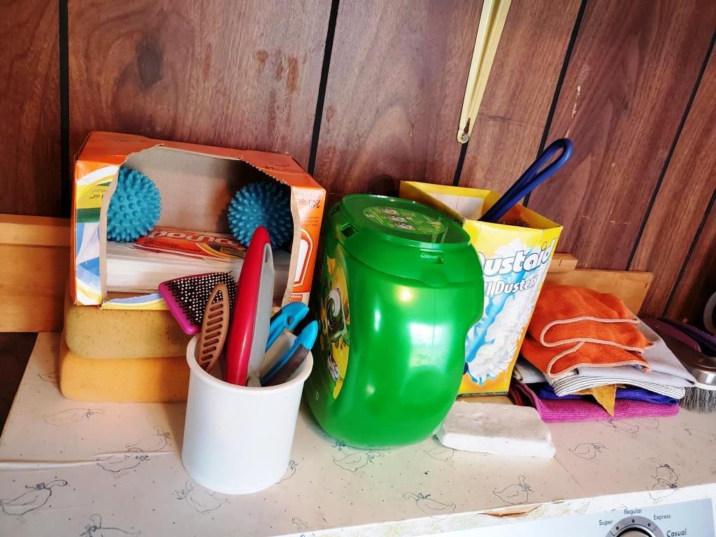 Utility room shelving contents