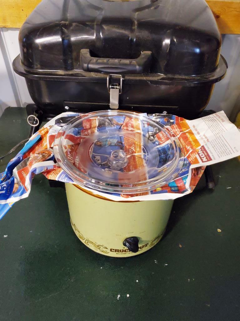 Charcoal grill and crockpot