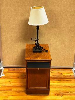 End Table with Magazine Rack and Lamp