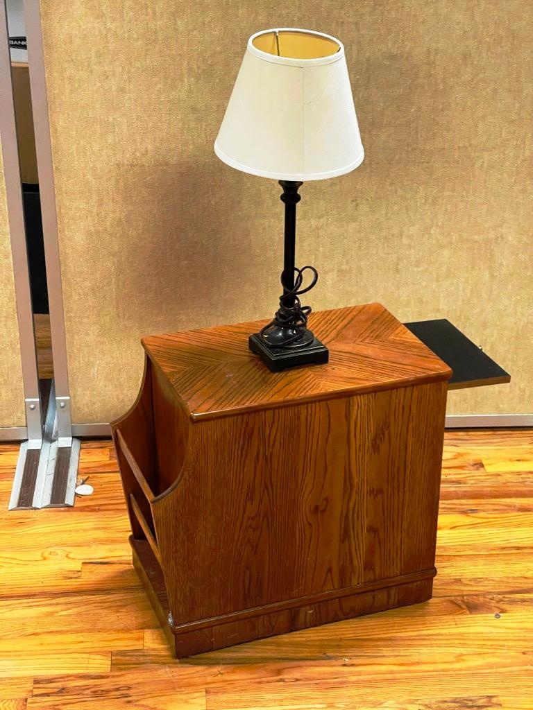 End Table with Magazine Rack and Lamp