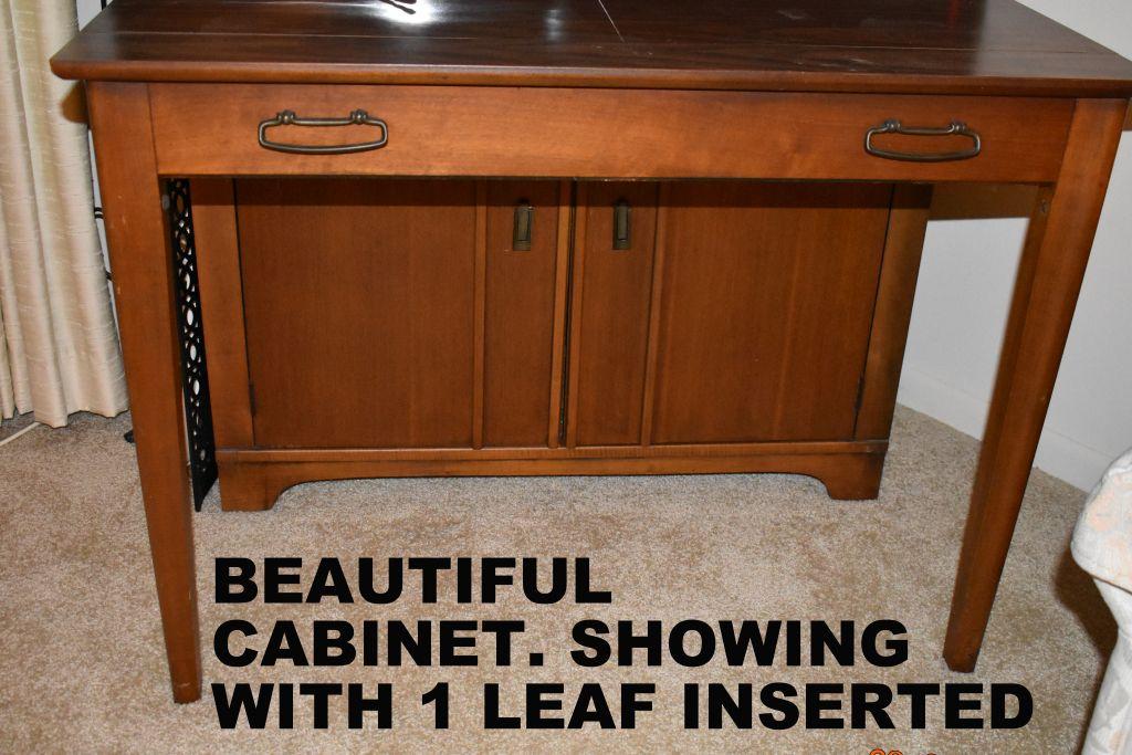 SPACE SAVING CABINET TABLE (39"W x 20"D x 30"H; 4 15" LEAFS) By SAGINAW FURN Co. NICE, NICE, NICE!!