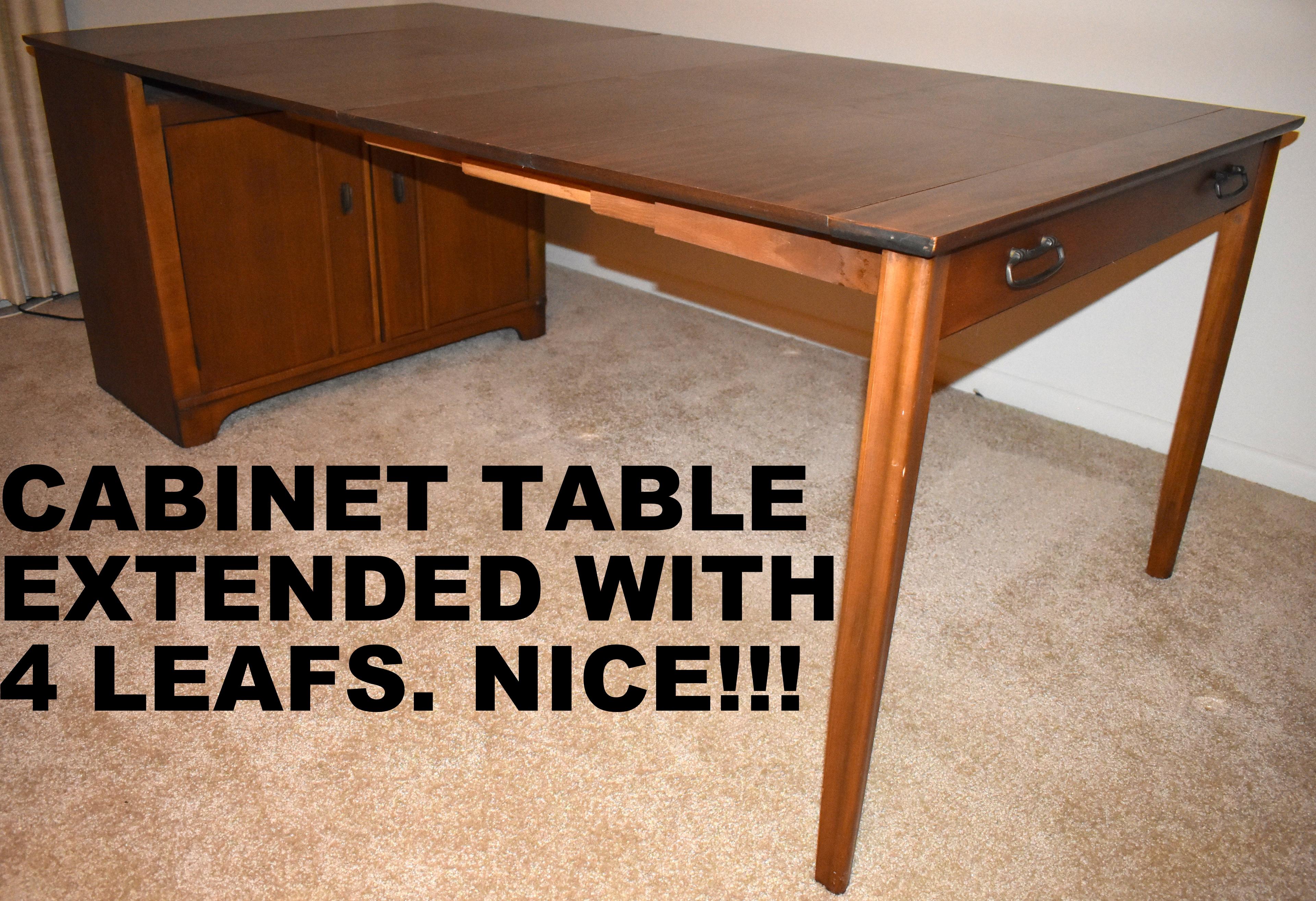 SPACE SAVING CABINET TABLE (39"W x 20"D x 30"H; 4 15" LEAFS) By SAGINAW FURN Co. NICE, NICE, NICE!!