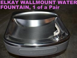 PAIR OF ELKAY DRINKING FOUNTAINS ~ ONE FOR STANDARD HEIGHT, ONE FOR HANDICAPPED HEIGHT.