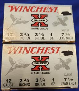 AMMO WINCHESTER SUPER X 12 GAUGE SHOTGUN SHELLS, #7.5, 2.75", 2 BOXES 50 RDS