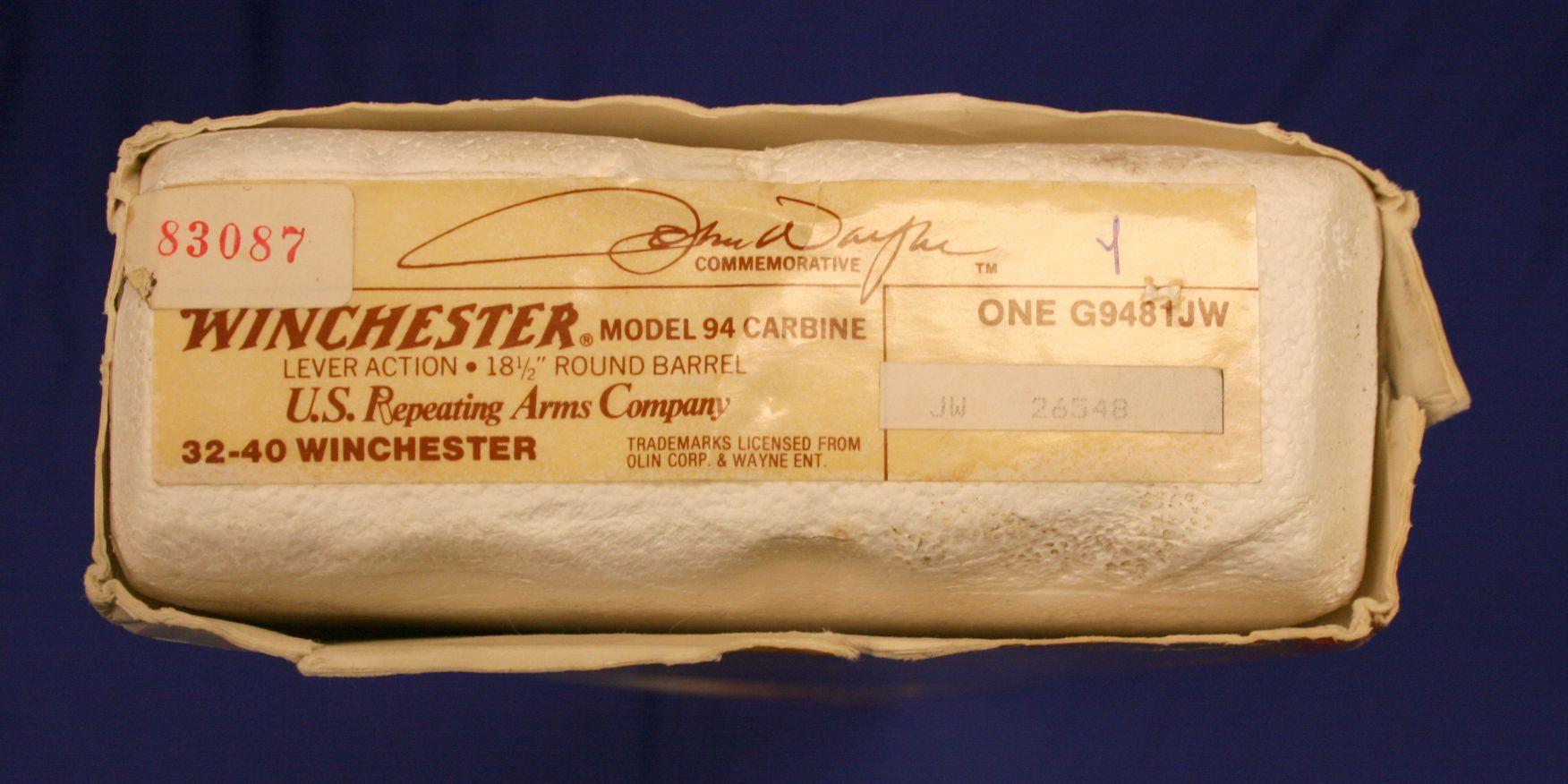 Winchester John Wayne Commemorative Lever Action Rifle Caliber: 32-40