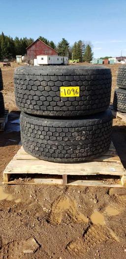 (2) Goodyear 445/50r22.5 Ss On Alum Rims