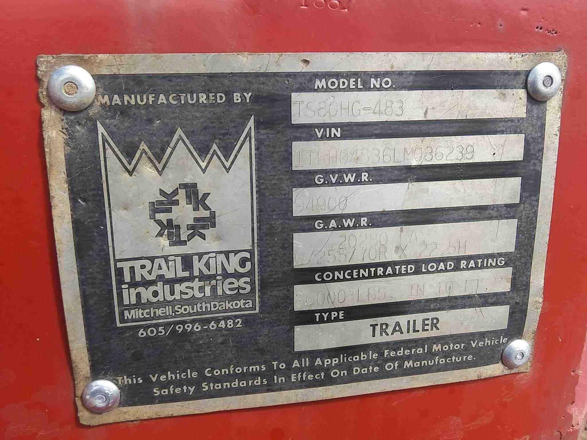 1990 Trail King Ts80hg-483 Rail Trailer