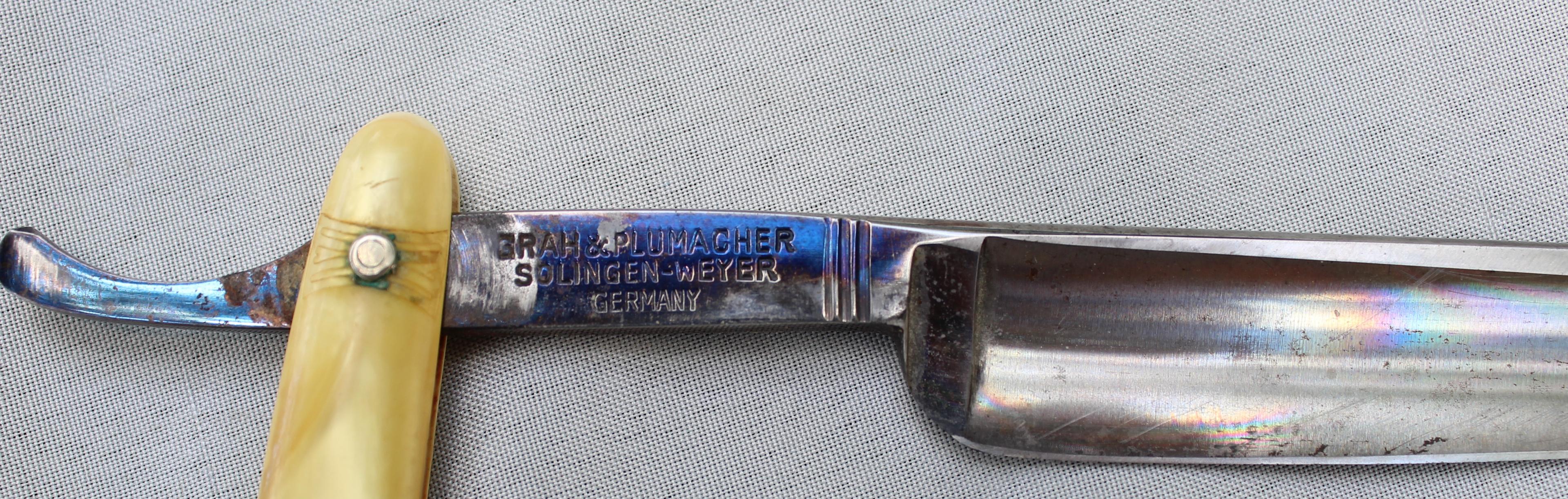 SOLINGEN GERMANY BLUE DIAMOND GRAN AND PLUMACHER STRAIGHT RAZOR