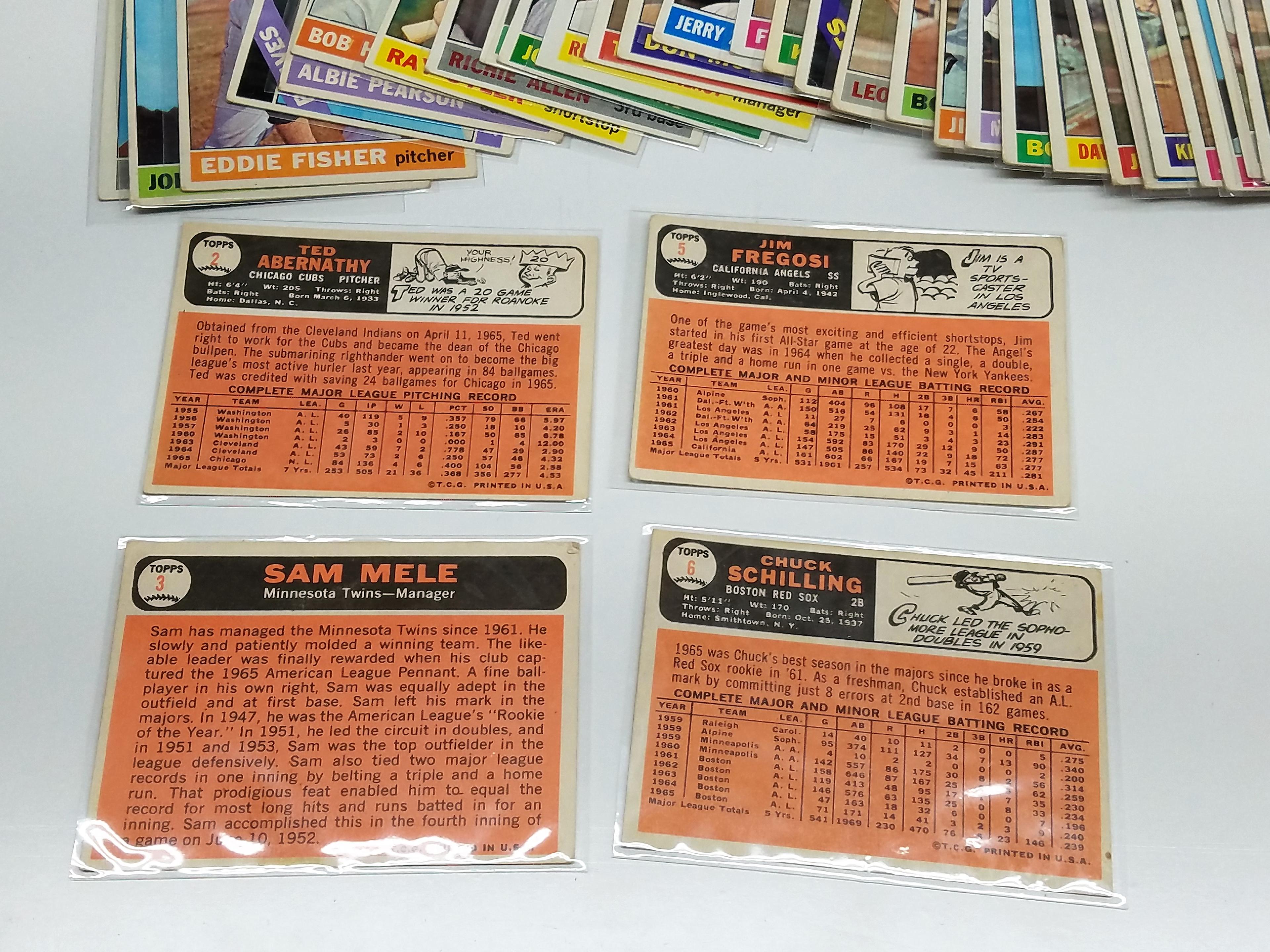 lot of (436) 1966 TOPPS baseball cards Partial Set, 436 cards of 598, 118 Mid series numbers, -25 Hi