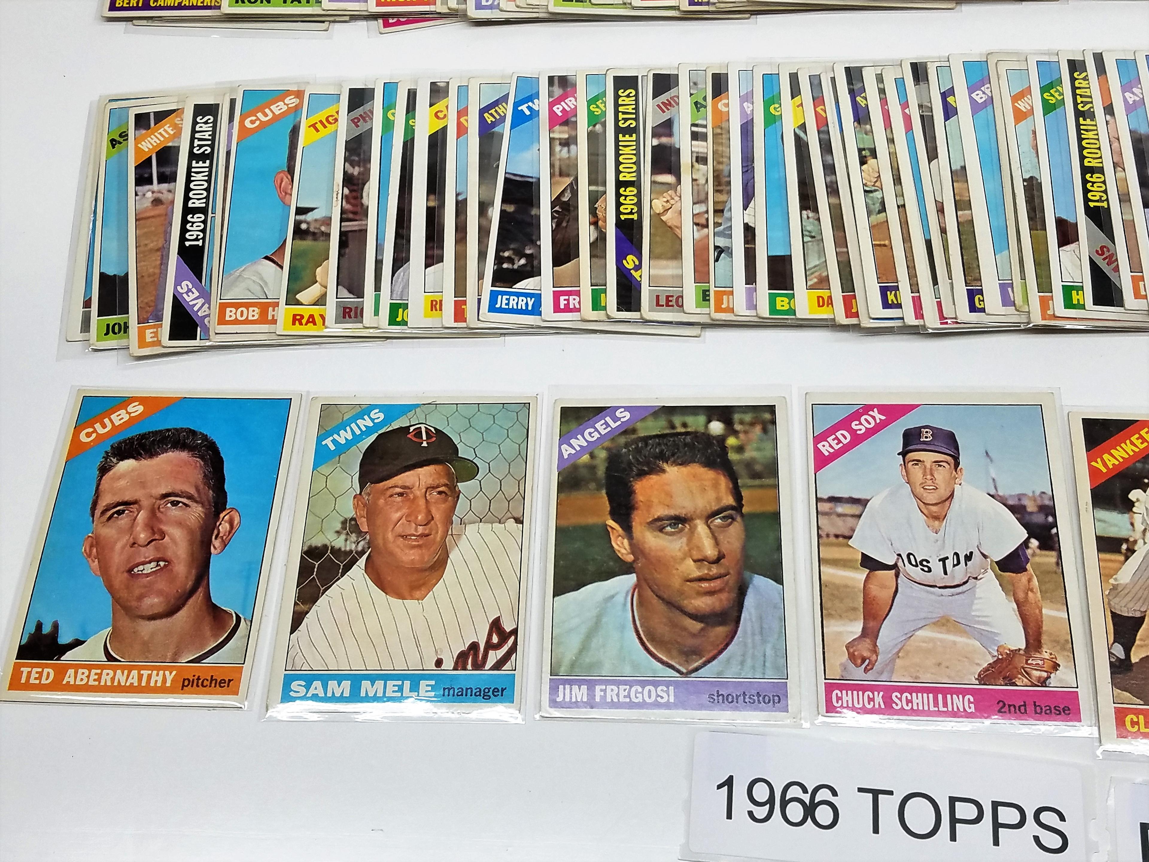 lot of (436) 1966 TOPPS baseball cards Partial Set, 436 cards of 598, 118 Mid series numbers, -25 Hi