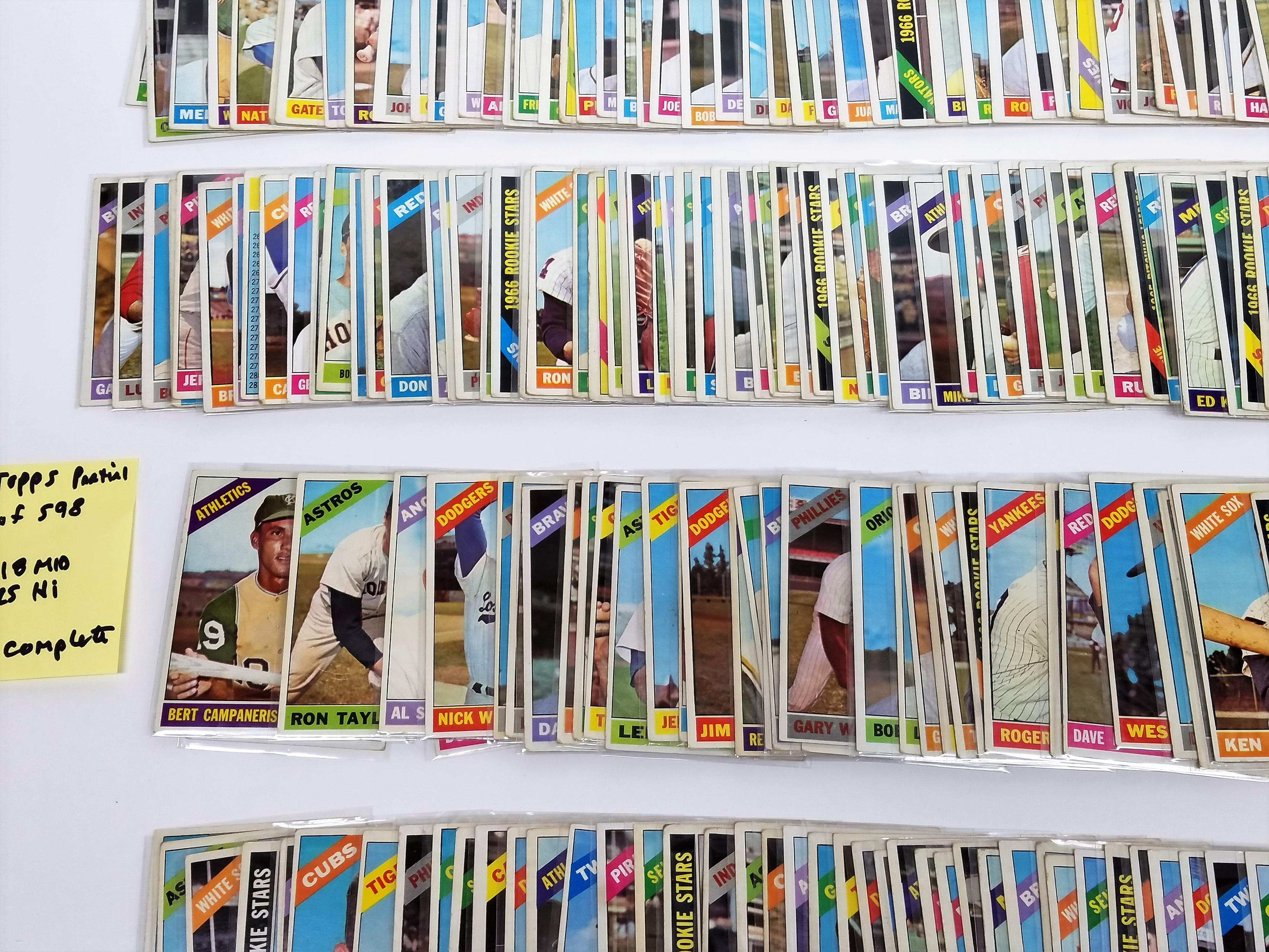 lot of (436) 1966 TOPPS baseball cards Partial Set, 436 cards of 598, 118 Mid series numbers, -25 Hi