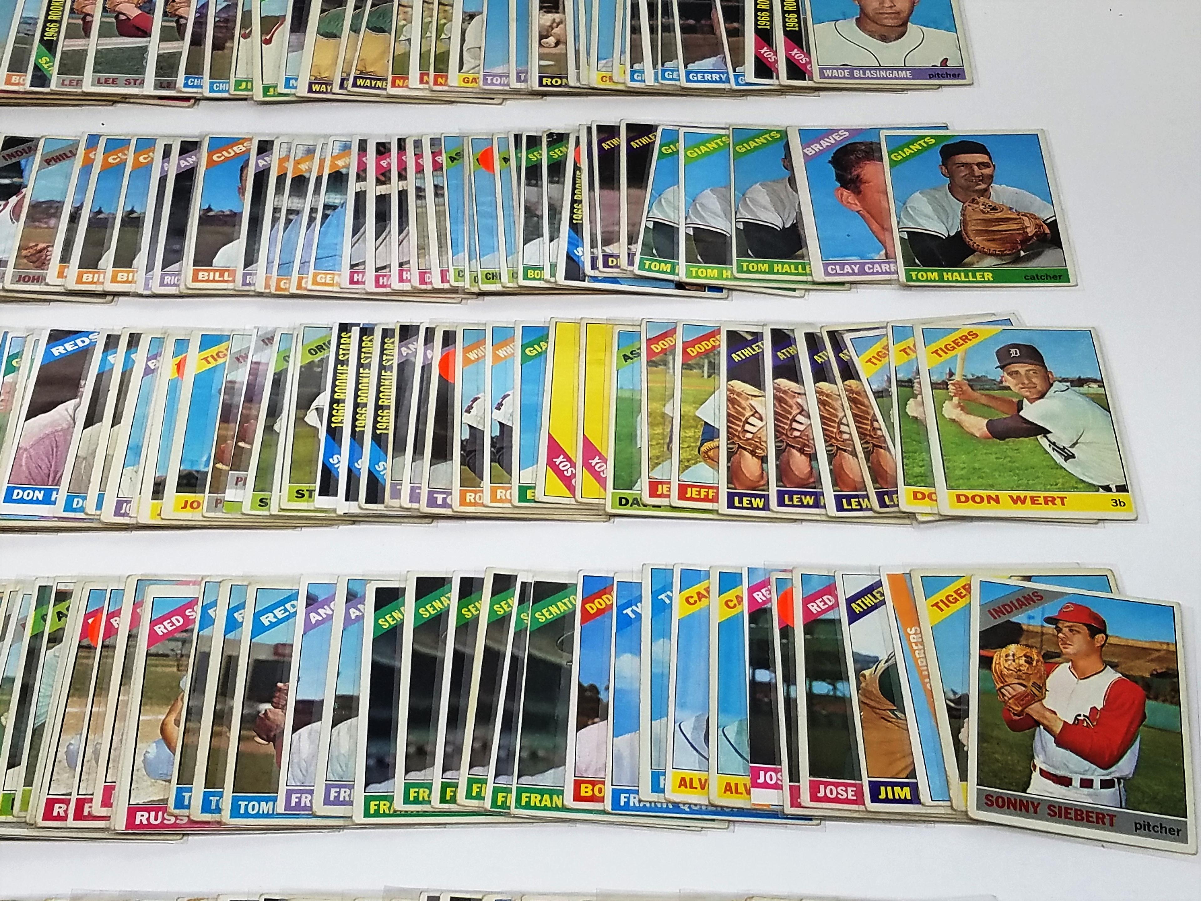 lot of (716) 1966 TOPPS baseball cards, incl some dups, VG to NM, avg is EX, 586 Series 1 numbers, 8