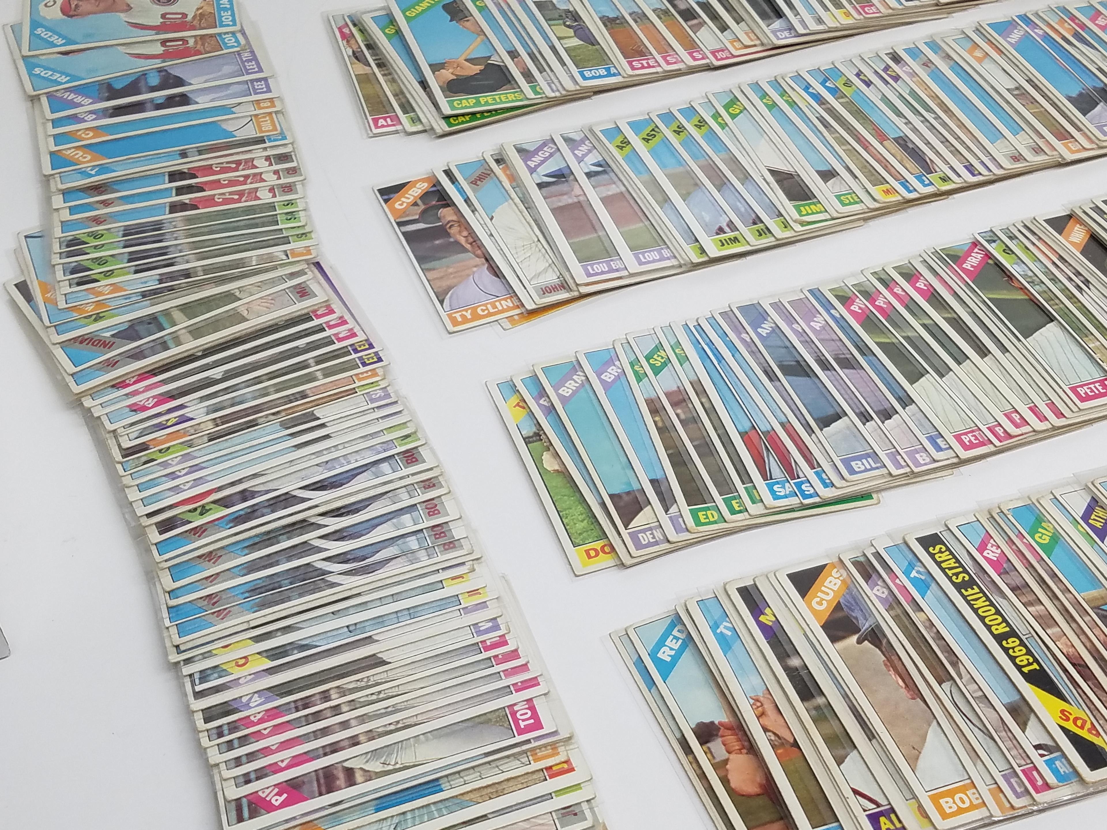 lot of (716) 1966 TOPPS baseball cards, incl some dups, VG to NM, avg is EX, 586 Series 1 numbers, 8