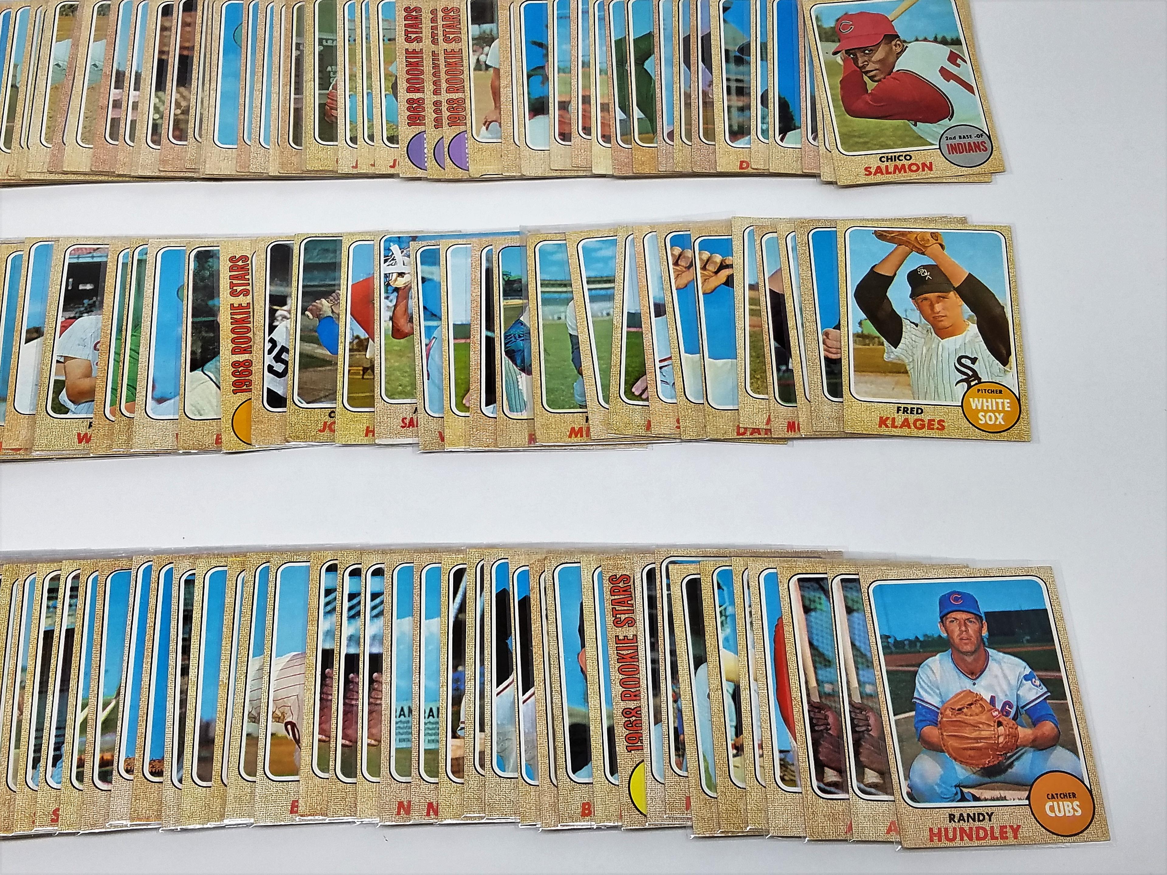 lot of (500)+- 1968 TOPPS baseball cards, some dups, range #115-598, (128 High Series cards) NM to M