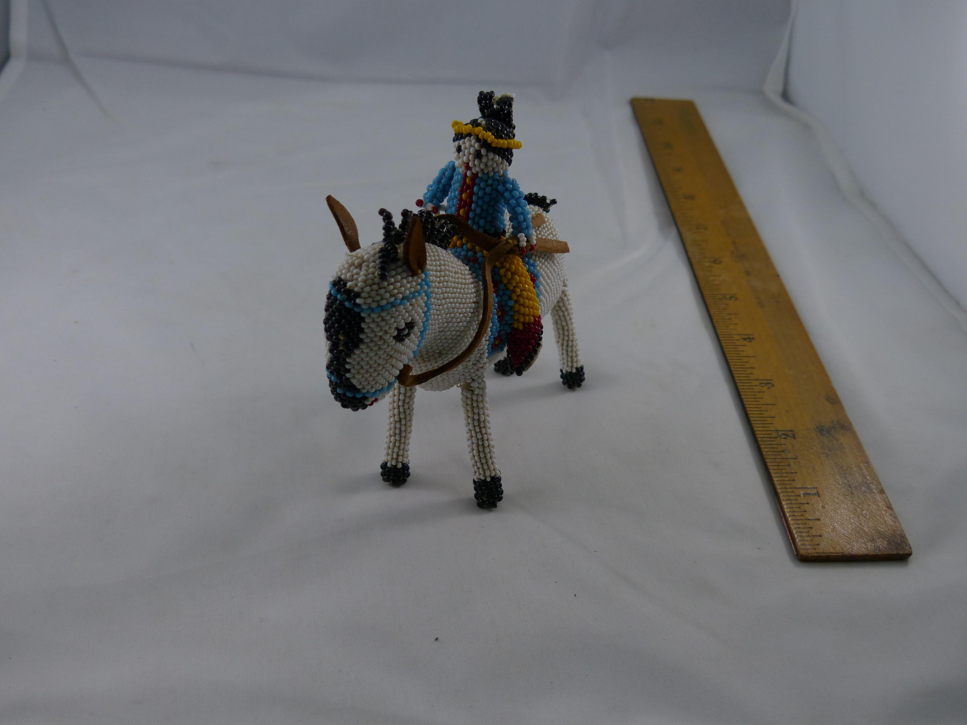 Vintage Native American Art Hand Crafted Beaded Horse and Rider