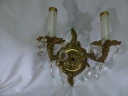 Spanish Crystal Cast Brass Wall Sconces