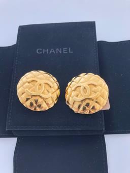 Chanel Vintage Logo Gold Earrings