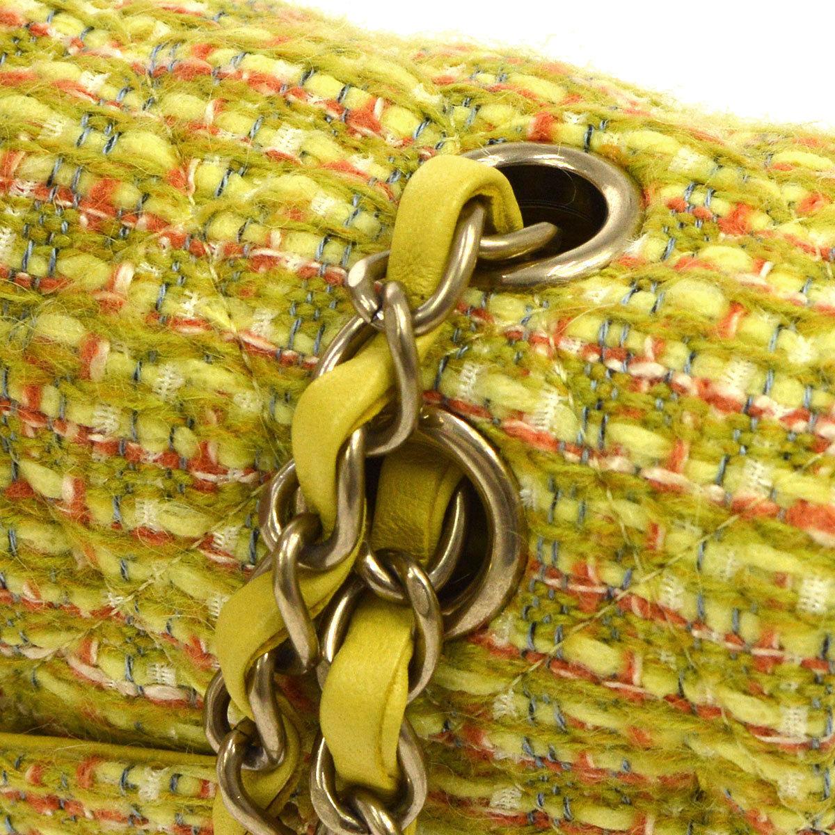 CHANEL Quilted CC Double Flap Chain Shoulder Bag Yellow