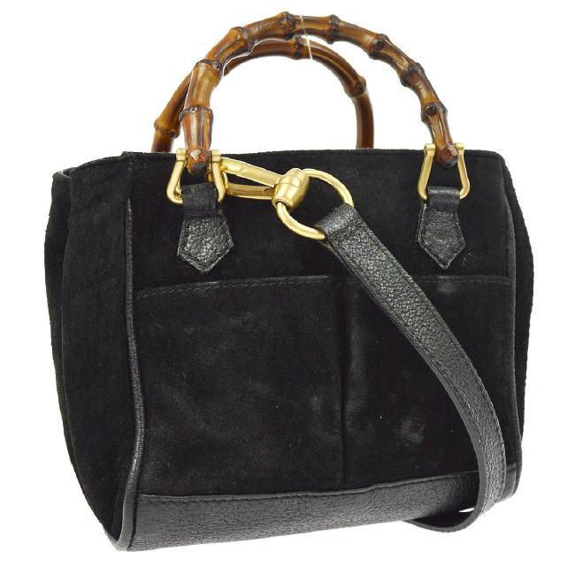 Vintage Gucci 2way Bamboo Handle Handbag: Black