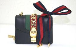 Gucci Sylvie Leather Mini Chain Bag Black - 431666