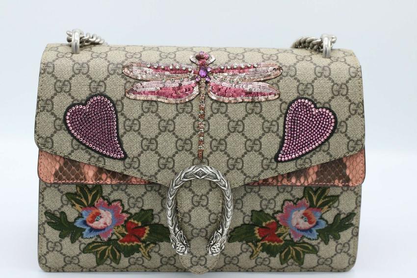 Gucci Sequins Dragonfly and Heart Embroidered Dionysus