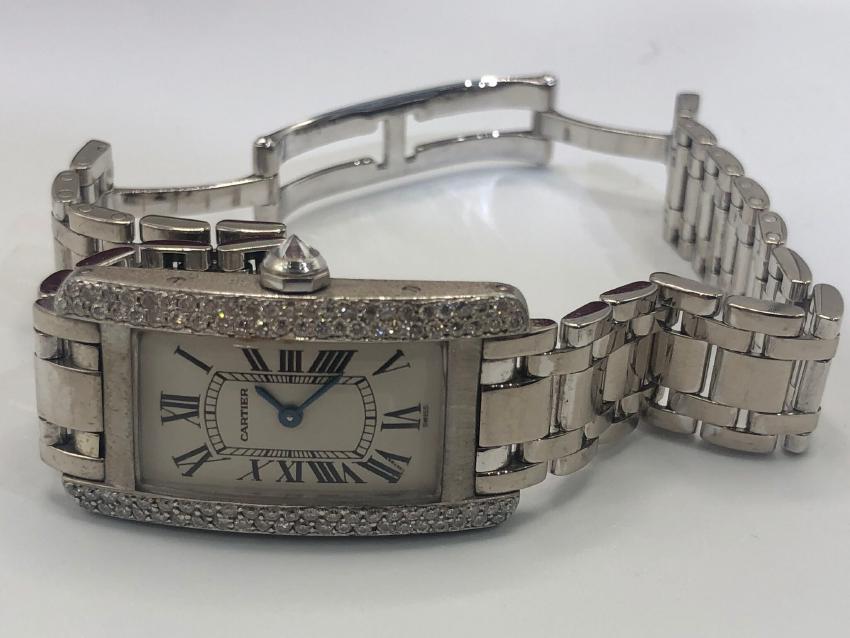 Cartier Tank Americaine 18kt White Gold Diamond Ladies