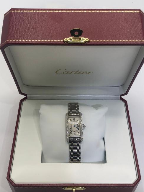 Cartier Tank Americaine 18kt White Gold Diamond Ladies