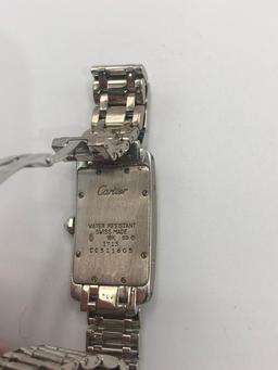 Cartier Tank Americaine 18kt White Gold Diamond Ladies