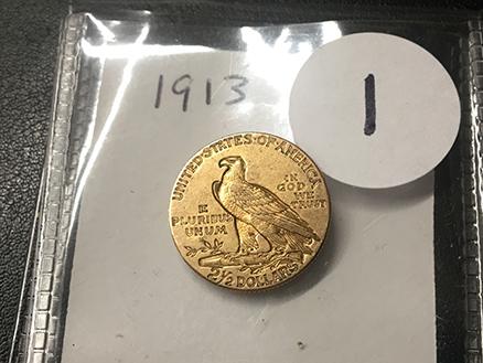 1913 $2 1/2 Indian Gold