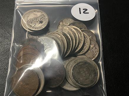 Bag of Misc. Coins (10) Silver Dimes, 2 V-Nickels, Silver China Dollar, and other coins