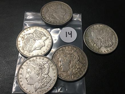 5x$ 1921,1921-S, 1921-D Morgan Dollars
