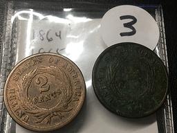1864 & 1865 2 cent pc.