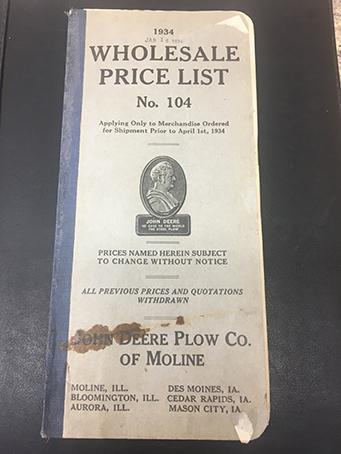 1934 John Deere Plow Co of Moline No 104 Wholesale Price List, Overall Good Condition