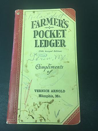 1941-42 Vernice Arnold Memphis, MO Pocket Ledger, Used, 2 Note Pages Torn Out