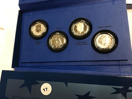 50th Anniversary Kennedy Half Dollar Silver Coin Collection (4 Different Fi