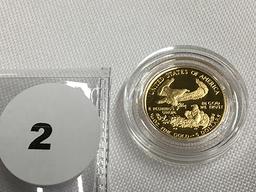 1991 1/10 oz $5 Gold Eagle Proof, Capsule (Roman Numeral)