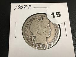 1907-D Barber half dollar