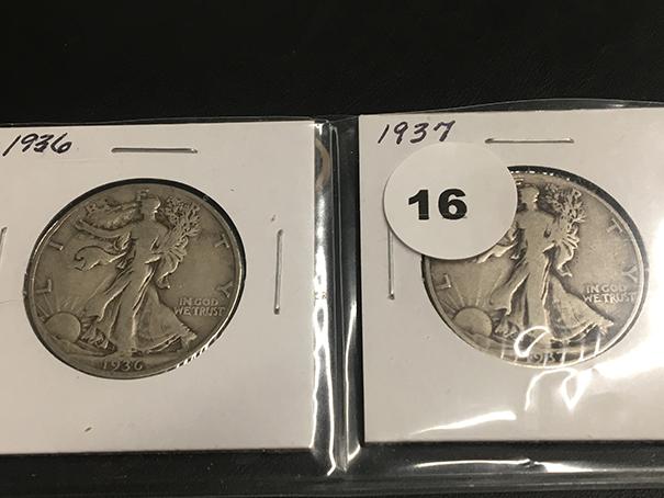 1936 & 1937 Walking Liberty half dollars
