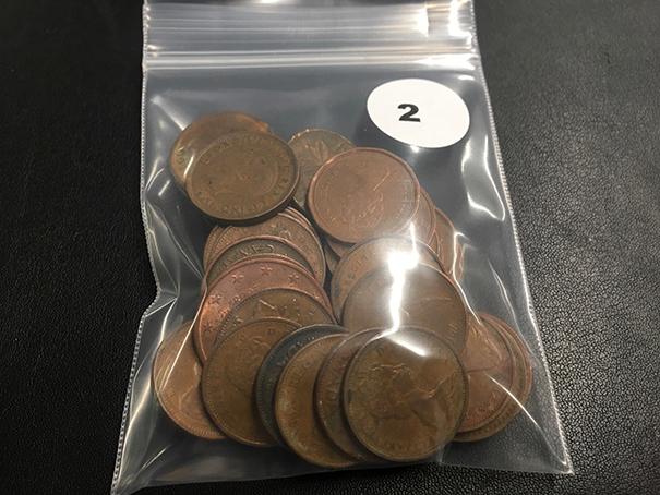 Bag of 36 Canadian pennies