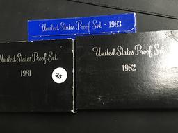 3 Proof sets 1981, 1982 & 1983