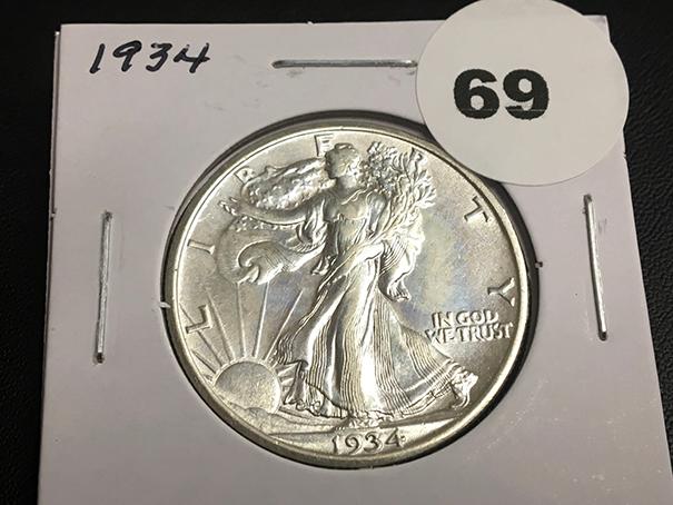 1934 Walking liberty half Unc