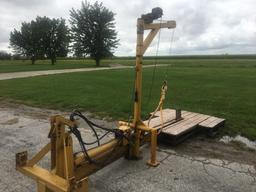 Heavy duty Danuser 3pt. mounted I beam hyd. log splitter, stand offs, log lift.